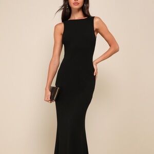 Lulus Love In Your Eyes Black Knotted Mermaid Maxi Dress - Size S